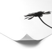 ミニマルなインクフラワー抽象芸術フローラアートinブラック ポスター (角)