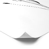 ミニマルなインクフラワー抽象芸術フローラアートinブラック ポスター (角)