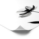 ミニマルなインクフラワー抽象芸術フローラアートinブラック ポスター (角)