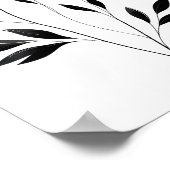 ミニマルなインクフラワー抽象芸術フローラアートinブラック ポスター (角)