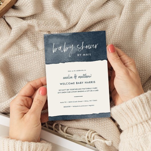 ミニマルなインク洗浄赤ちゃんシャワー(郵便) 招待状