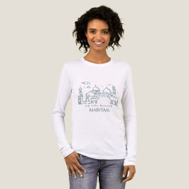 ミニマルなイード・アル・アドハーのラインアート動物ガール トライブレンドＴシャツ