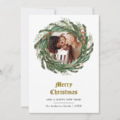 ミニマルなウィンターパインリース写真 シーズンカード (正面)