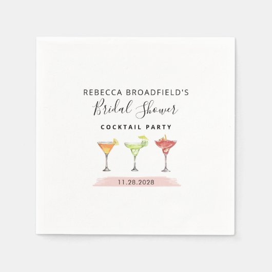 ミニマルなウェディングシャワービーチパーティー カクテル スタンダードカクテルナプキン (正面)