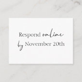 ミニマルなウェブサイトのRSVPバーコード同封カード エンクロージャーカード (裏面)