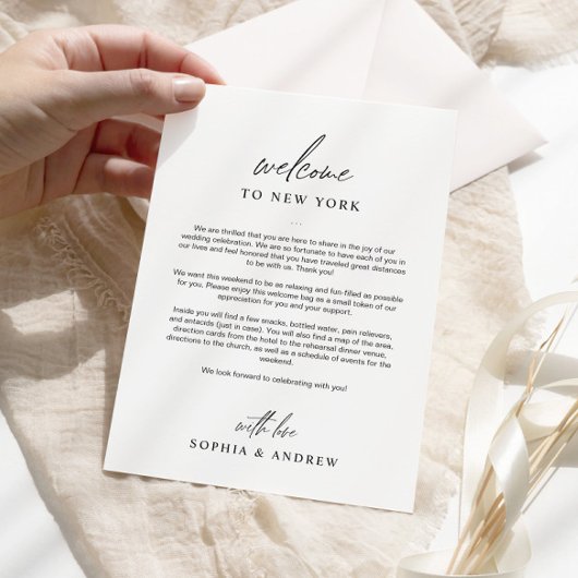 ミニマルなウェルカム旅程サンキューカード 招待状