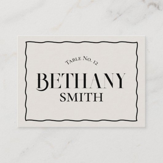 ミニマルなウェーモダンブ結婚エッジセリフ プレイスカード (裏面)