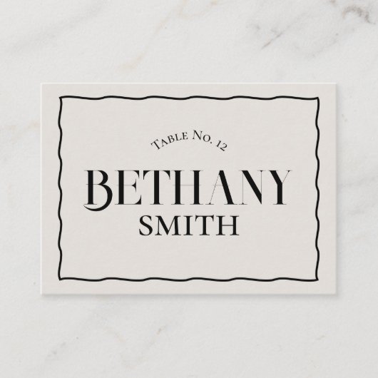 ミニマルなウェーモダンブ結婚エッジセリフ プレイスカード (正面)