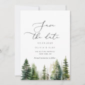 ミニマルなウッドランド素朴な松の木日付を保存 セーブザデート (正面)