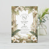 ミニマルなウッドランド結婚の緑 招待状 (スタンド正面)