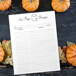 ミニマルなエアフライヤーレシピメモ帳 ノートパッド