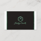 ミニマルなエメラルドグリーンスクリプトモノグラ芸術的ム 名刺 (裏面)