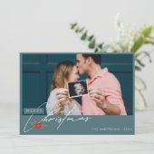 ミニマルなエメラルドグリーン写真クリスマス シーズンカード (スタンド正面)