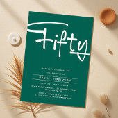 ミニマルなエメラルドグリーン大人50歳の誕生日パーティー 招待状