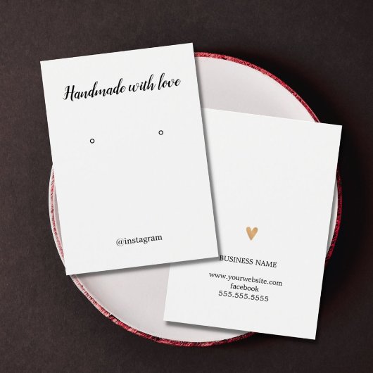 ミニマルなエレアフェイクント金ゴールドハートイヤリングカード