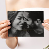 ミニマルなエレガンス写真保存の日付金ゴールド 箔招待状