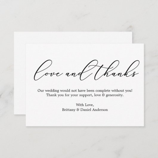ミニマルなエレガンス愛と書道 サンキューカード (正面/裏面)