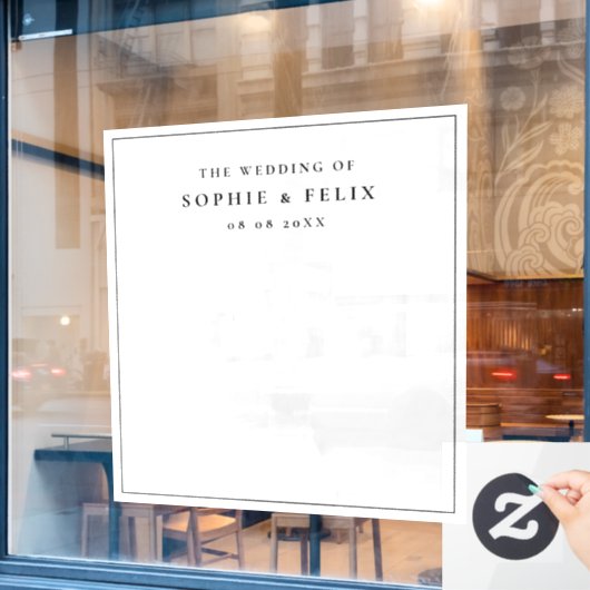 ミニマルなオシャレなエレガントな結婚式当日の写真用背景 ウィンドウサイン (カフェ窓)