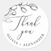 ミニマルなオリーブありがとう | エレガントな結婚式 ラウンドシール (正面)
