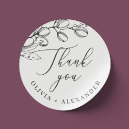 ミニマルなオリーブありがとう | エレガントな結婚式 ラウンドシール