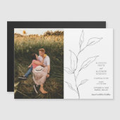 ミニマルなオリーブの葉の緑の日付を保存 マグネット招待状 (正面/裏面)