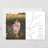 ミニマルなオリーブの葉の緑の日付を保存 マグネット招待状 (正面)