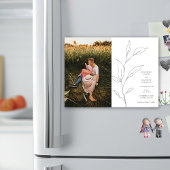 ミニマルなオリーブの葉の緑の日付を保存 マグネット招待状