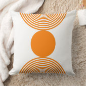 ミニマルなオレンジとホワイトサークル クッション (ブランケット)