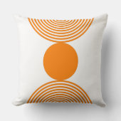 ミニマルなオレンジとホワイトサークル クッション (正面)