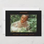 ミニマルなオレンジブラック卒業写真 案内状 (正面)