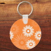 ミニマルなオレンジ色のヒマワリのオレンジ色かわいいフローラ キーホルダー (正面)