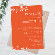 ミニマルなオレンジ色の書結婚跡の文字