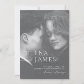 ミニマルなオーバーレイフォトブラック&ホワイト結婚ズ 招待状 (正面)