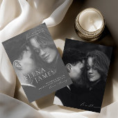 ミニマルなオーバーレイフォトブラック&ホワイト結婚ズ 招待状