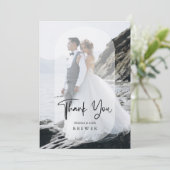 ミニマルなオーバーレイ透明オーバル結婚フォト サンキューカード (スタンド正面)