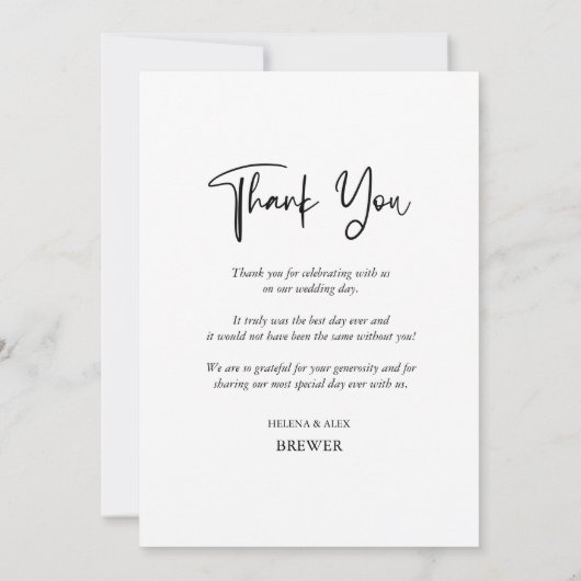 ミニマルなオーバーレイ透明オーバル結婚フォト サンキューカード (裏面)