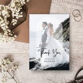 ミニマルなオーバーレイ透明オーバル結婚フォト サンキューカード