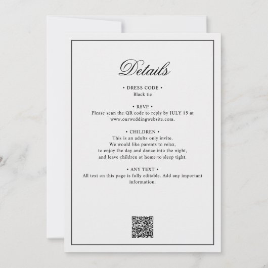 ミニマルなオールインワンエレガントタイポグラフィ結婚 招待状 (裏面)