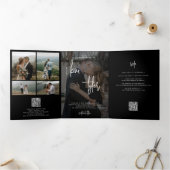 ミニマルなオールインワン写真コラージュQR結婚式 三つ折り招待状 (内部)