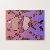 ミニマルなカップケーキとさくらんぼと散水 ジグソーパズル (横)