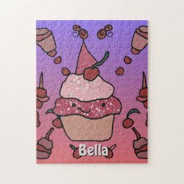 ミニマルなカップケーキとさくらんぼと散水 ジグソーパズル