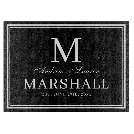 ミニマルなカップルがタイポグラフィ結婚の贈り物を命名 カッティングボード (正面)