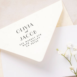 ミニマルなカップル結婚の名前の差出人住所 ラバースタンプ