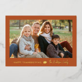 ミニマルなカボチャと金ゴールド感謝祭2枚の写真 箔シーズンカード (正面)