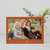 ミニマルなカボチャと金ゴールド感謝祭2枚の写真 箔シーズンカード (立ち正面)