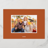 ミニマルなカボチャと金ゴールド感謝祭2枚の写真 箔シーズンカード (裏面)