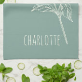 ミニマルなカモミールの花のセージ緑の名前 キッチンタオル (折り畳み)