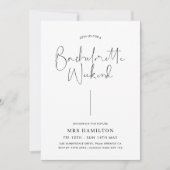 ミニマルなカリグラフィーの花嫁お別れ週末の予定 招待状 (正面)