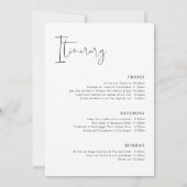 ミニマルなカリグラフィーの花嫁お別れ週末の予定 招待状 (裏面)