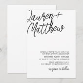 ミニマルなカリグラフィー結婚式招待状 招待状 (正面/裏面)